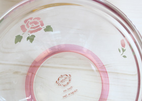 マニーローズ ガラス ボウルL － フレンチカントリーのバラ柄、レース 