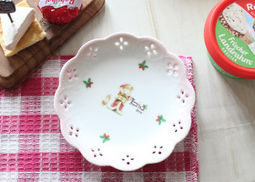 マニー クリスマス・レース陶器 プレートS(ピンク)