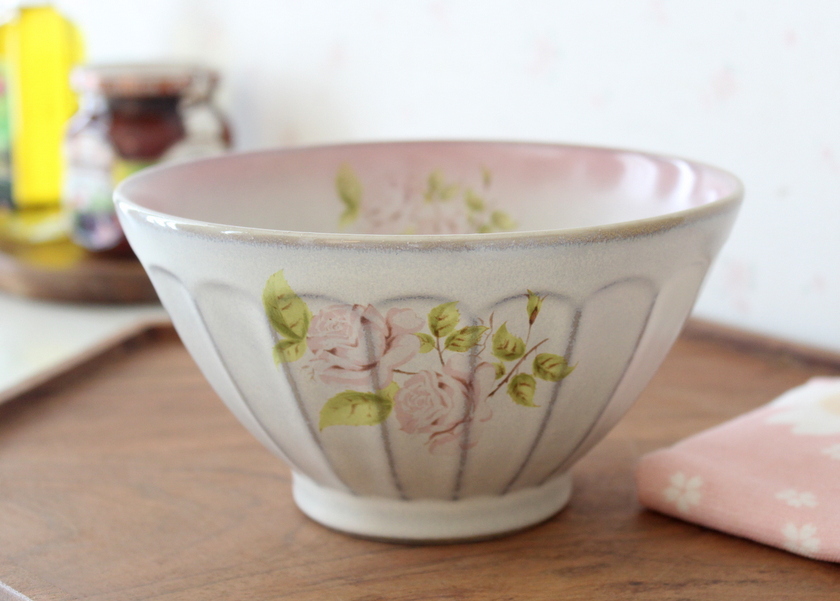 イマン 浪漫 ダイアナローズ 陶器 16cm丼 － フレンチカントリーのバラ 